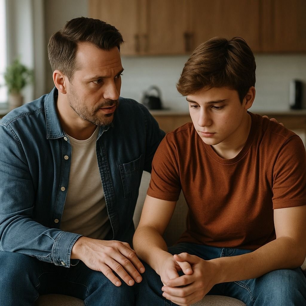 Young person sitting in a calm reflective setting